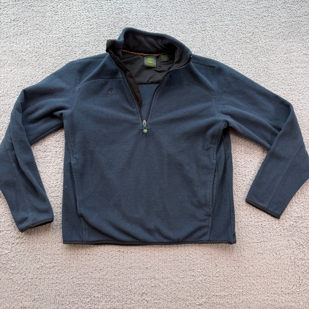 Timberland Mens Navy Blue Quarter Zip Fleece Pullover Jacket Small 6184